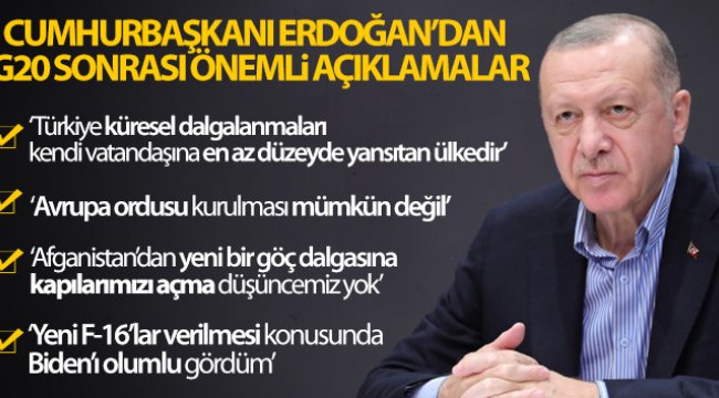 Cumhurbaşkanı Erdoğan'dan G20 zirvesi sonrası açıklama