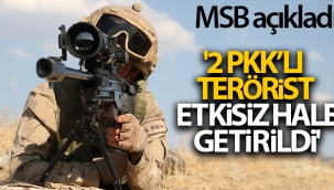 MSB: '2 PKK’l? terörist etkisiz hale getirildi'