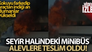 Seyir halindeki minibs alevlere teslim oldu