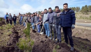 Kars'ta ayn? lisenin mezunlar? 1000 fidanla hat?ra orman? olu?turdu