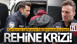 Polis b?çakla rehin al?nan kar?-kocay? sald?rgan?n bile?ini ?s?rarak kurtard?