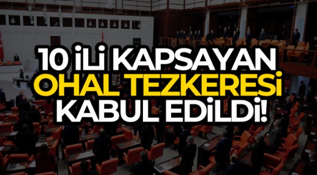 10 ili kapsayan OHAL Tezkeresi kabul edildi