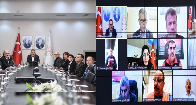 BAKAN ZER, DEPREM BLGES?NDEK? 10 ?L?N M?LL E??T?M MDRYLE EVR?M ?? TOPLANTI YAPTI