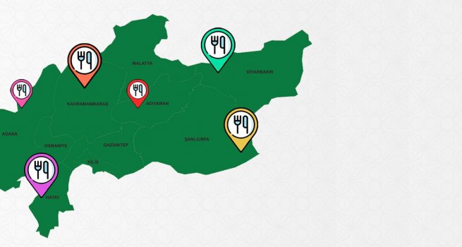 MEB, DEPREM BLGES?NDEK? YEMEK H?ZMET NOKTALARINI HAR?TA ZER?NDE GSTERD?